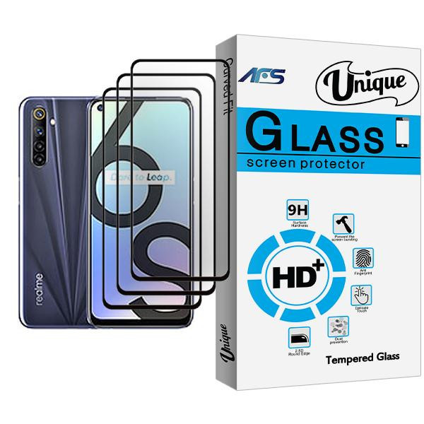 محافظ صفحه نمایش ای اف اس مدل Unique Glass MIX003 مناسب برای گوشی موبایل ریلمی 6S بسته سه عددی