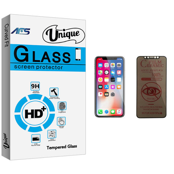 محافظ صفحه نمایش حریم شخصی ای اف اس مدل Unique Glass مناسب برای گوشی موبایل اپل iPhone X
