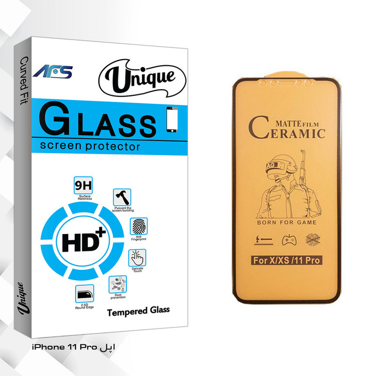 محافظ صفحه نمایش سرامیکی ای اف اس مدل Unique Glass مناسب برای گوشی موبایل اپل iPhone 11 Pro