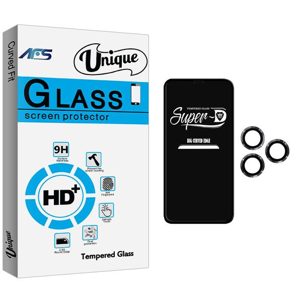 محافظ صفحه نمایش ای اف اس مدل Unique SuperD مناسب برای گوشی موبایل اپل iPhone 12 Pro Max به همراه محافظ لنز گوشی