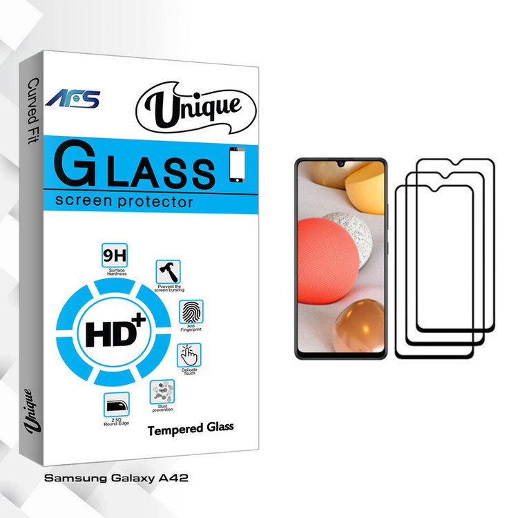 محافظ صفحه نمایش ای اف اس مدل Unique Glass مناسب برای گوشی موبایل سامسونگ Galaxy A42 بسته سه عددی