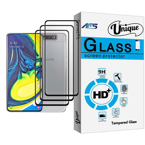 محافظ صفحه نمایش ای اف اس مدل Unique Glass MIX003 مناسب برای گوشی موبایل سامسونگ Galaxy A80 بسته سه عددی