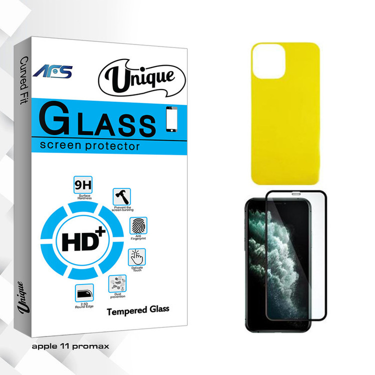 محافظ صفحه نمایش ای اف اس مدل Unique مناسب برای گوشی موبایل اپل iPhone 11 promax به همراه محافظ پشت گوشی