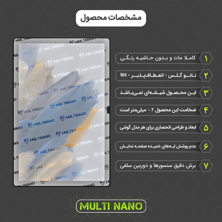محافظ صفحه نمایش مات مولتی نانو مدل X-S1M مناسب برای تبلت سامسونگ Galaxy Tab A8 10.5