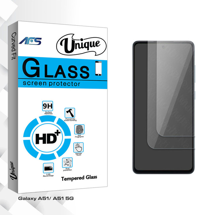 محافظ صفحه نمایش شیشه ای ای اف اس مدل Unique Glass مناسب برای گوشی موبایل سامسونگ Galaxy A51/ A51 5G بسته دو عددی