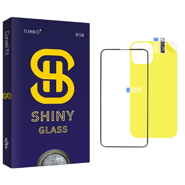 محافظ صفحه نمایش شیشه ای آتوچبو مدل Shiny مناسب برای گوشی موبایل اپل iPhone 14 Pro به همراه محافظ پشت گوشی