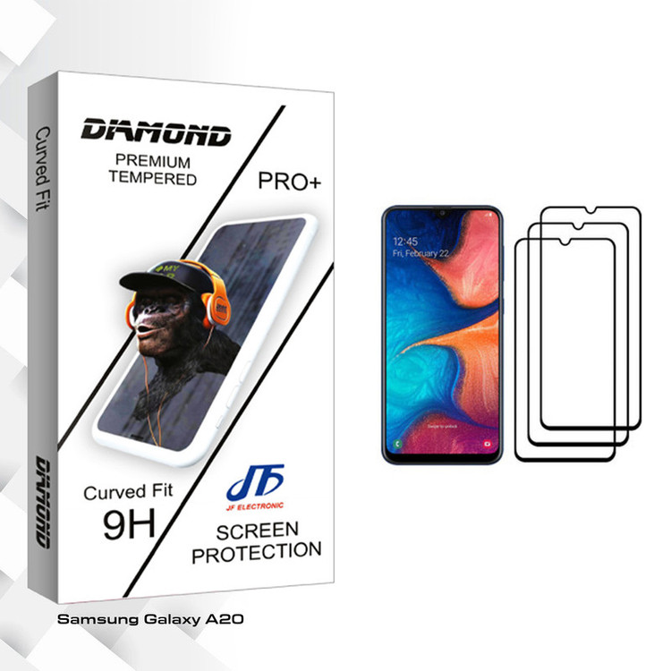 محافظ صفحه نمایش جی اف مدل Diamond glass مناسب برای گوشی موبایل سامسونگ Galaxy A20 بسته سه عددی
