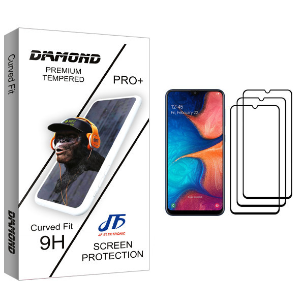 محافظ صفحه نمایش جی اف مدل Diamond glass مناسب برای گوشی موبایل سامسونگ Galaxy A20 بسته سه عددی
