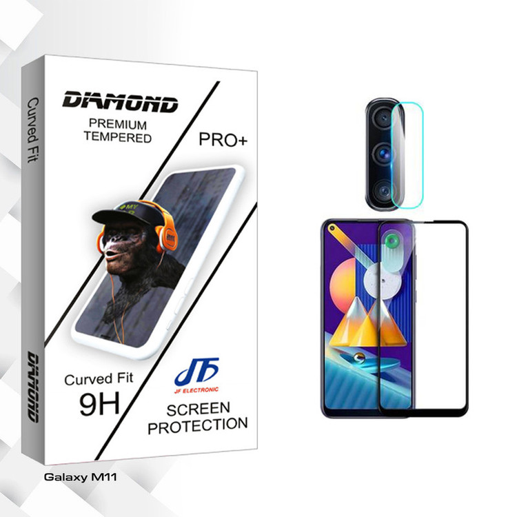 محافظ صفحه نمایش جی اف مدل Diamond Pro مناسب برای گوشی موبایل سامسونگ Galaxy M11 به همراه محافظ لنز گوشی