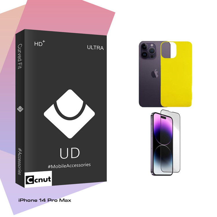 محافظ صفحه نمایش شیشه ای کوکونات مدل UDB مناسب برای گوشی موبایل اپل iPhone 14 Pro Max به همراه محافظ پشت گوشی