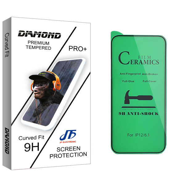 محافظ صفحه نمایش سرامیکی جی اف مدل Diamond glass مناسب برای گوشی موبایل اپل iPhone 12