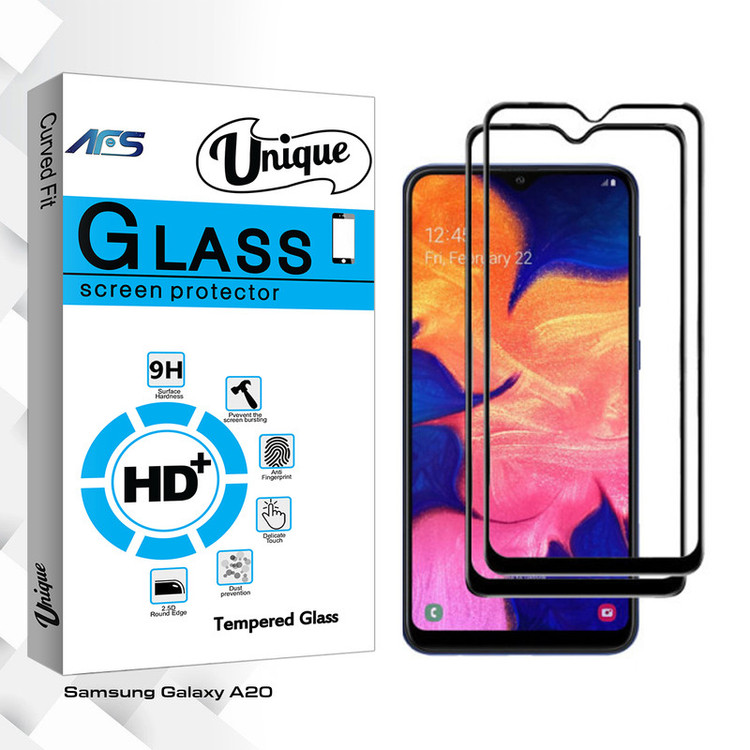 محافظ صفحه نمایش ای اف اس مدل Unique Glass مناسب برای گوشی موبایل سامسونگ Galaxy A20 بسته دو عددی