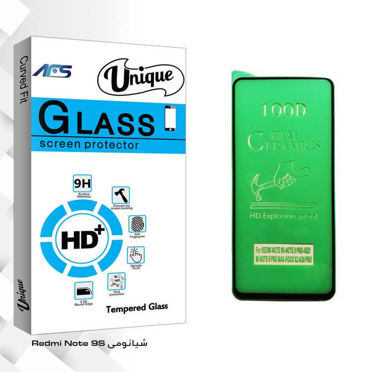 محافظ صفحه نمایش سرامیکی ای اف اس مدل Unique Glass مناسب برای گوشی موبایل شیائومی Redmi Note 9s