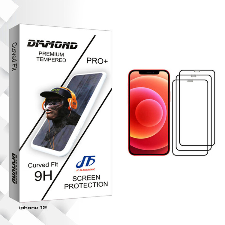 محافظ صفحه نمایش جی اف مدل Diamond glass مناسب برای گوشی موبایل اپل iPhone 12 بسته 3 عددی