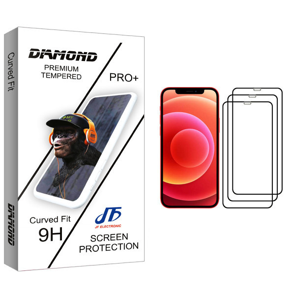 محافظ صفحه نمایش جی اف مدل Diamond glass مناسب برای گوشی موبایل اپل iPhone 12 بسته 3 عددی