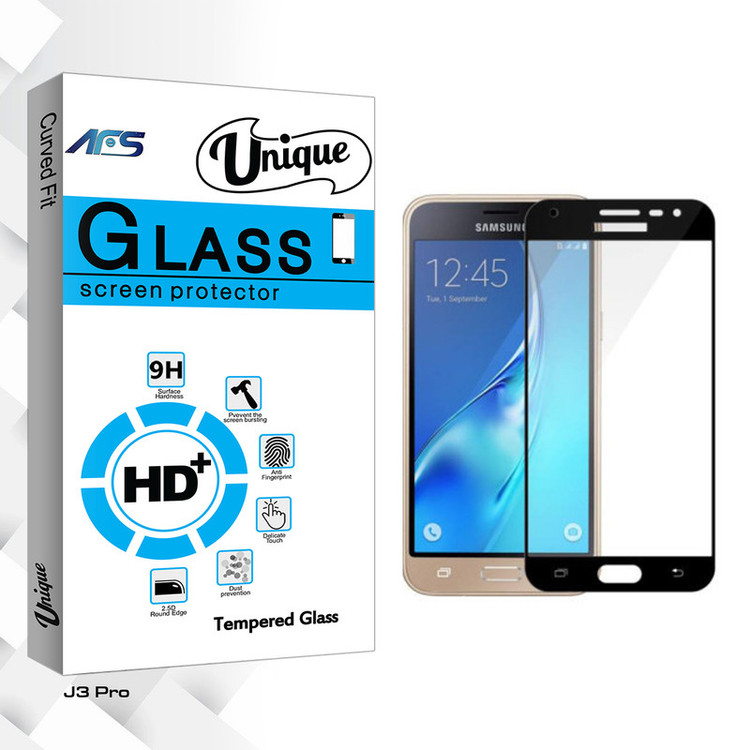 محافظ صفحه نمایش شیشه ای ای اف اس مدل Unique Glass مناسب برای گوشی موبایل سامسونگ galaxy J3 Pro