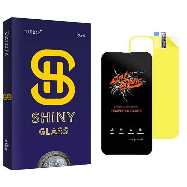 محافظ صفحه نمایش آتوچبو مدل Shiny Antistatic مناسب برای گوشی موبایل اپل iPhone 14 Pro Max به همراه محافظ پشت گوشی