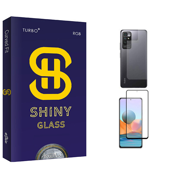 محافظ صفحه نمایش شیشه ای آتوچبو مدل Shiny Glass مناسب برای گوشی موبایل شیائومی Redmi Note 11 4G به همراه محافظ پشت گوشی