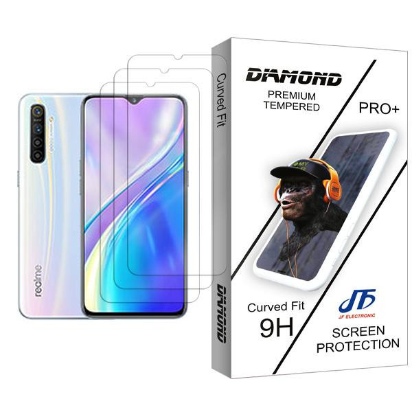محافظ صفحه نمایش جی اف مدل Diamond Glass MIX003 مناسب برای گوشی موبایل ریلمی XT بسته سه عددی