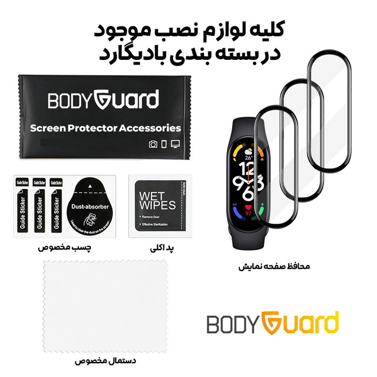 محافظ صفحه نمایش بادیگارد مدل PMMA مناسب برای مچ بند هوشمند شیائومی Mi Band 7 بسته 3 عددی