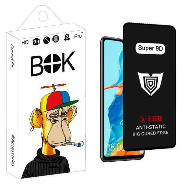 محافظ صفحه نمایش بوک مدل Super 9D Guard مناسب برای گوشی موبایل هواوی p30 Lite