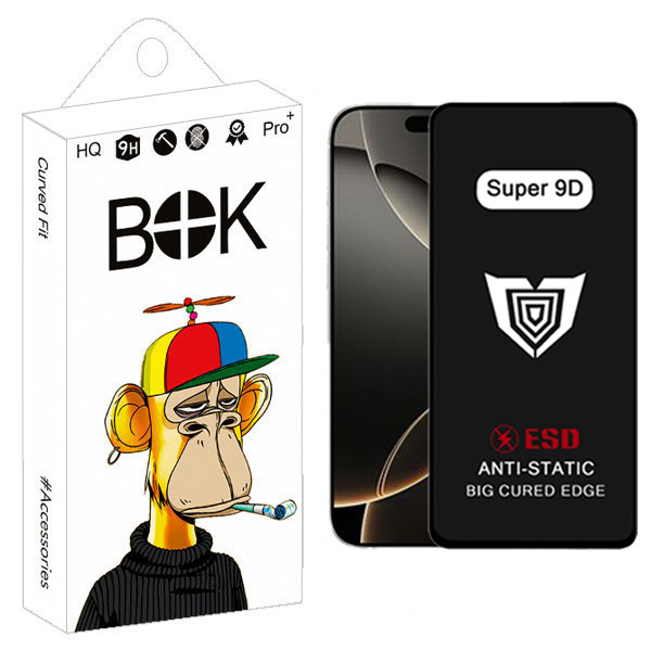 محافظ صفحه نمایش بوک مدل Super 9D Pro مناسب برای گوشی موبایل اپل IPhone 16 Pro Max