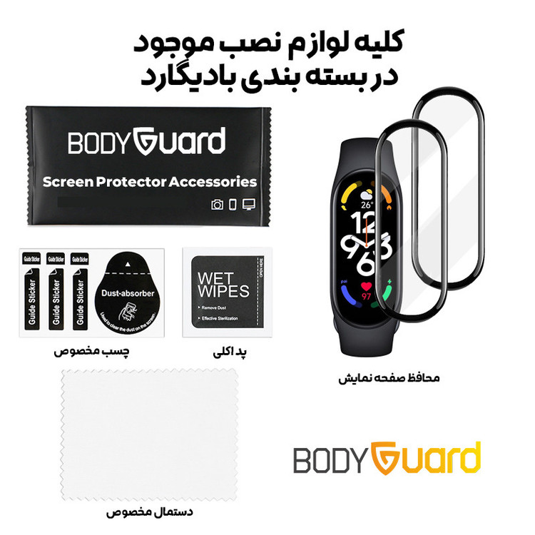 محافظ صفحه نمایش بادیگارد مدل PMMA مناسب برای ساعت هوشمند شیائومی Mi Band 7 بسته 2 عددی