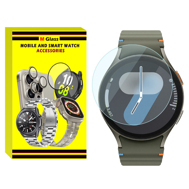 محافظ صفحه نمایش شیشهای امگلس مدل Glass-MG مناسب برای ساعت هوشمند سامسونگ Galaxy Watch 7 44mm