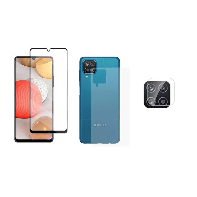 محافظ صفحه نمایش و پشت گوشی سرامیکی مدل F21 LP BP01to مناسب برای گوشی موبایل سامسونگ Galaxy A12 به همراه محافظ لنز دوربین