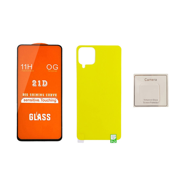 محافظ صفحه نمایش و پشت گوشی سرامیکی مدل F21 LP BP01to مناسب برای گوشی موبایل سامسونگ Galaxy A12 به همراه محافظ لنز دوربین