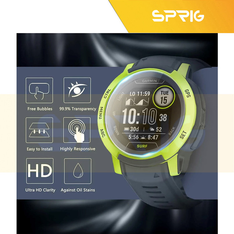 محافظ صفحه نمایش شیشه ای اسپریگ مدل SH-SP مناسب برای ساعت هوشمند گارمین Instinct 2 Solar