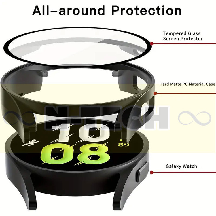 کاور انتک مدل Cover With Glass مناسب برای ساعت هوشمند سامسونگ Galaxy Watch 6 40mm به همراه محافظ صفحه نمایش