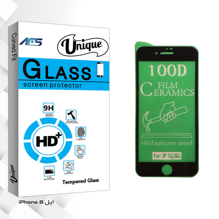 محافظ صفحه نمایش سرامیکی ای اف اس مدل Unique Glass مناسب برای گوشی موبایل اپل iPhone 8