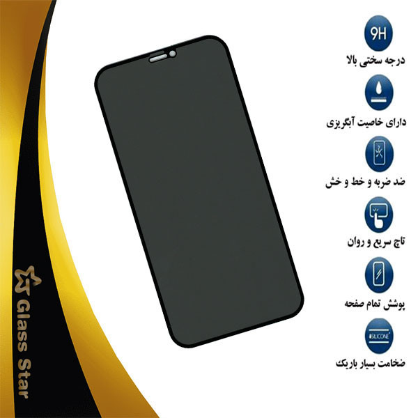 محافظ صفحه نمایش حریم شخصی گلس استار مدل PFGA مناسب برای گوشی موبایل اپل iPhone 12