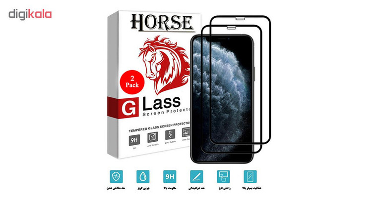 محافظ صفحه نمایش 5D هورس مدل FAG مناسب برای گوشی موبایل اپل iPhone 11 بسته دو عددی