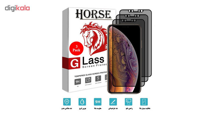 محافظ صفحه نمایش حریم شخصی هورس مدل SSP مناسب برای گوشی موبایل اپل iPhone XR بسته سه عددی