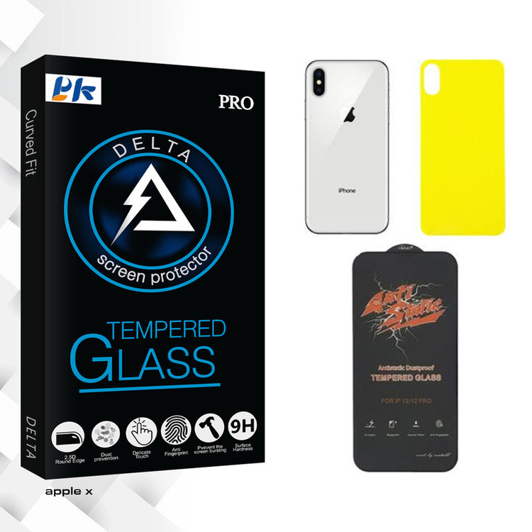 محافظ صفحه نمایش پی کی مدل Delta ANTI-STATIC مناسب برای گوشی موبایل اپل iPhone X به همراه محافظ پشت گوشی