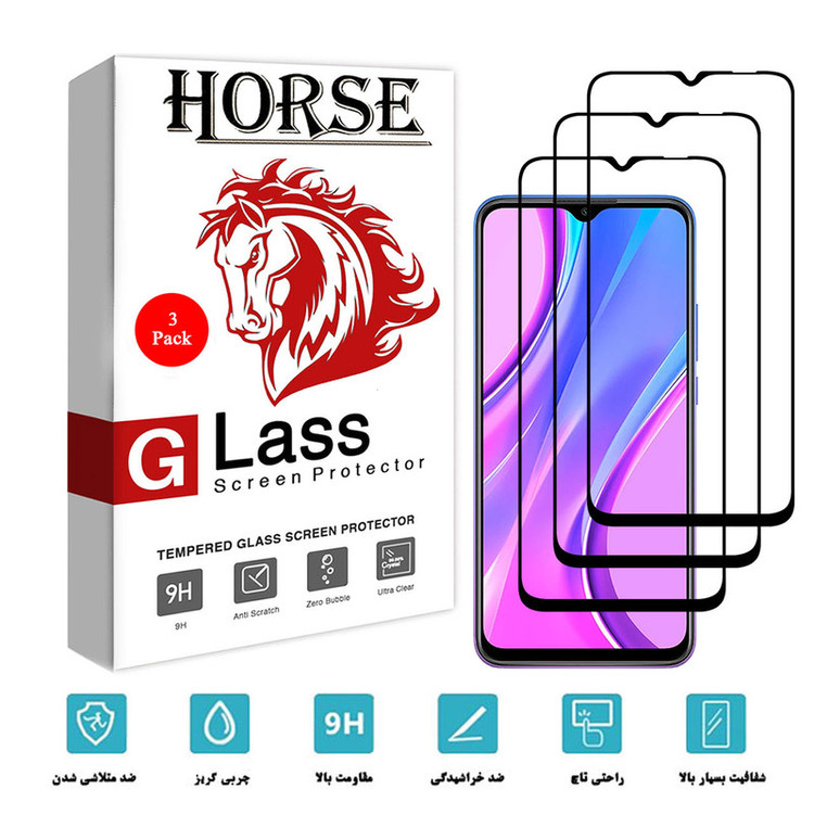 محافظ صفحه نمایش سرامیکی هورس مدل CRM مناسب برای گوشی موبایل شیائومی Redmi 9 بسته سه عددی