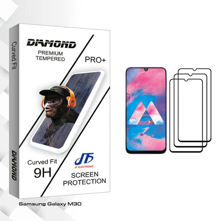 محافظ صفحه نمایش جی اف مدل Diamond glass مناسب برای گوشی موبایل سامسونگ Galaxy M30 بسته سه عددی