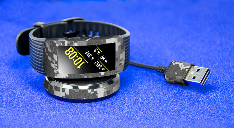 بسته 2 عددی برچسب ماهوت مدل Army-pixel Design مناسب برای ساعت هوشمند Samsung Gear Fit 2 Pro