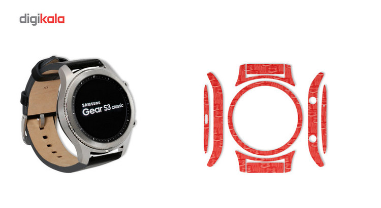 بسته 2 عددی برچسب ماهوت مدل Red Carbon-fiber مناسب برای ساعت هوشمند Samsung Gear S3 Classic