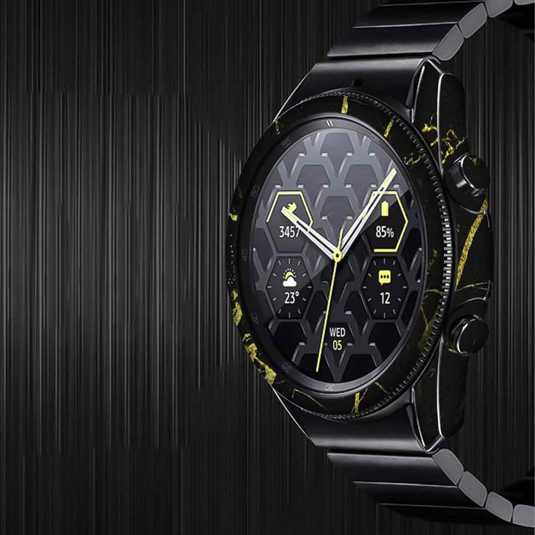 برچسب ماهوت طرح Graphite-Gold-Marble مناسب برای ساعت هوشمند سامسونگ Galaxy Watch3 45mm