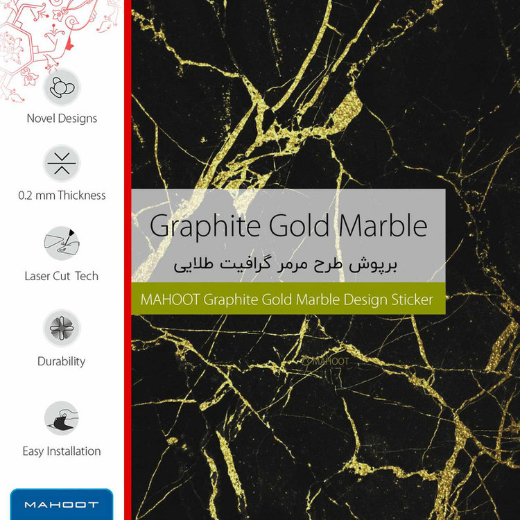 برچسب ماهوت طرح Graphite-Gold-Marble مناسب برای ساعت هوشمند سامسونگ Galaxy Watch3 45mm