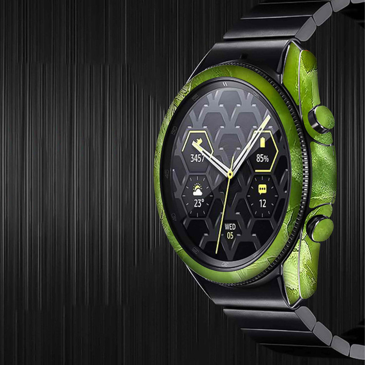 برچسب ماهوت طرح Green-Crystal-Marble مناسب برای ساعت هوشمند سامسونگ Galaxy Watch3 45mm