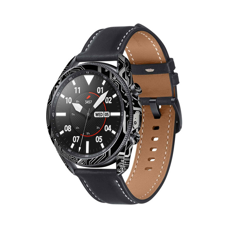 برچسب ماهوت طرح Black-Printed-Circuit-Board مناسب برای ساعت هوشمند سامسونگ Galaxy Watch3 45mm