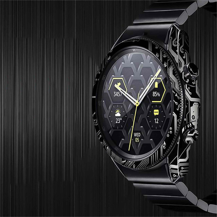 برچسب ماهوت طرح Black-Printed-Circuit-Board مناسب برای ساعت هوشمند سامسونگ Galaxy Watch3 45mm
