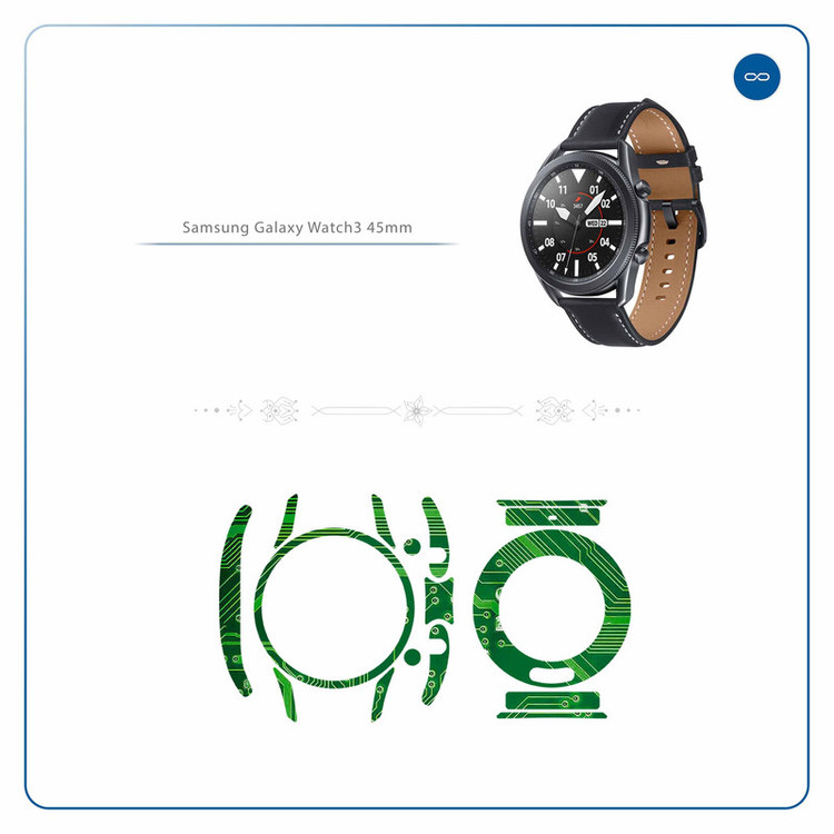 برچسب ماهوت طرح Green-Printed-Circuit-Board مناسب برای ساعت هوشمند سامسونگ Galaxy Watch3 45mm