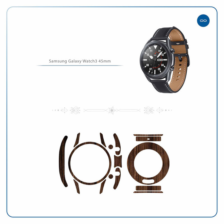 برچسب ماهوت طرح Dark-Walnut-Wood مناسب برای ساعت هوشمند سامسونگ Galaxy Watch3 45mm
