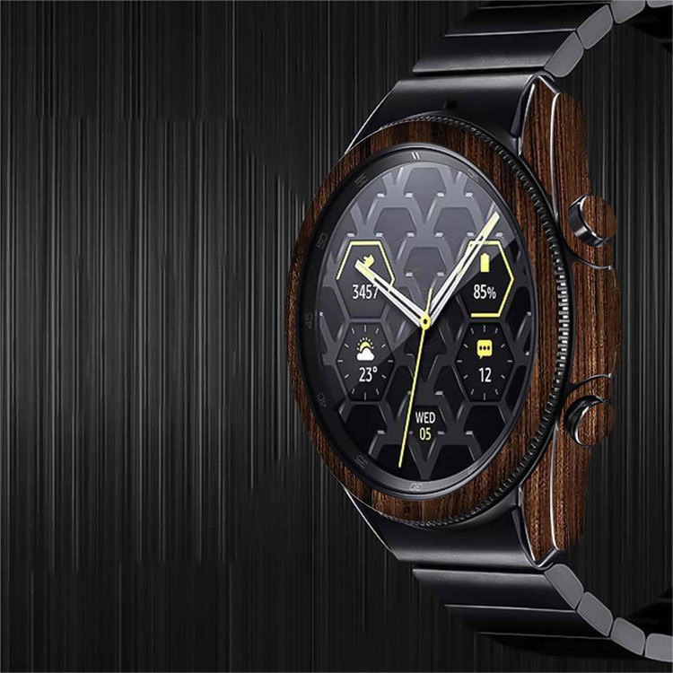 برچسب ماهوت طرح Dark-Walnut-Wood مناسب برای ساعت هوشمند سامسونگ Galaxy Watch3 45mm