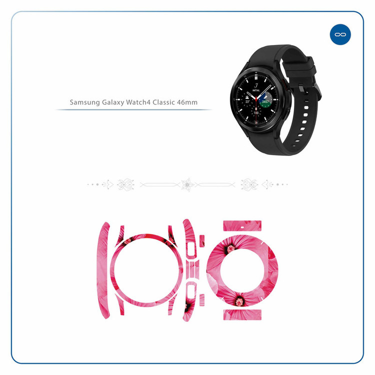 برچسب ماهوت طرح Pink-Flower مناسب برای ساعت هوشمند سامسونگ Watch4 Classic 46mm